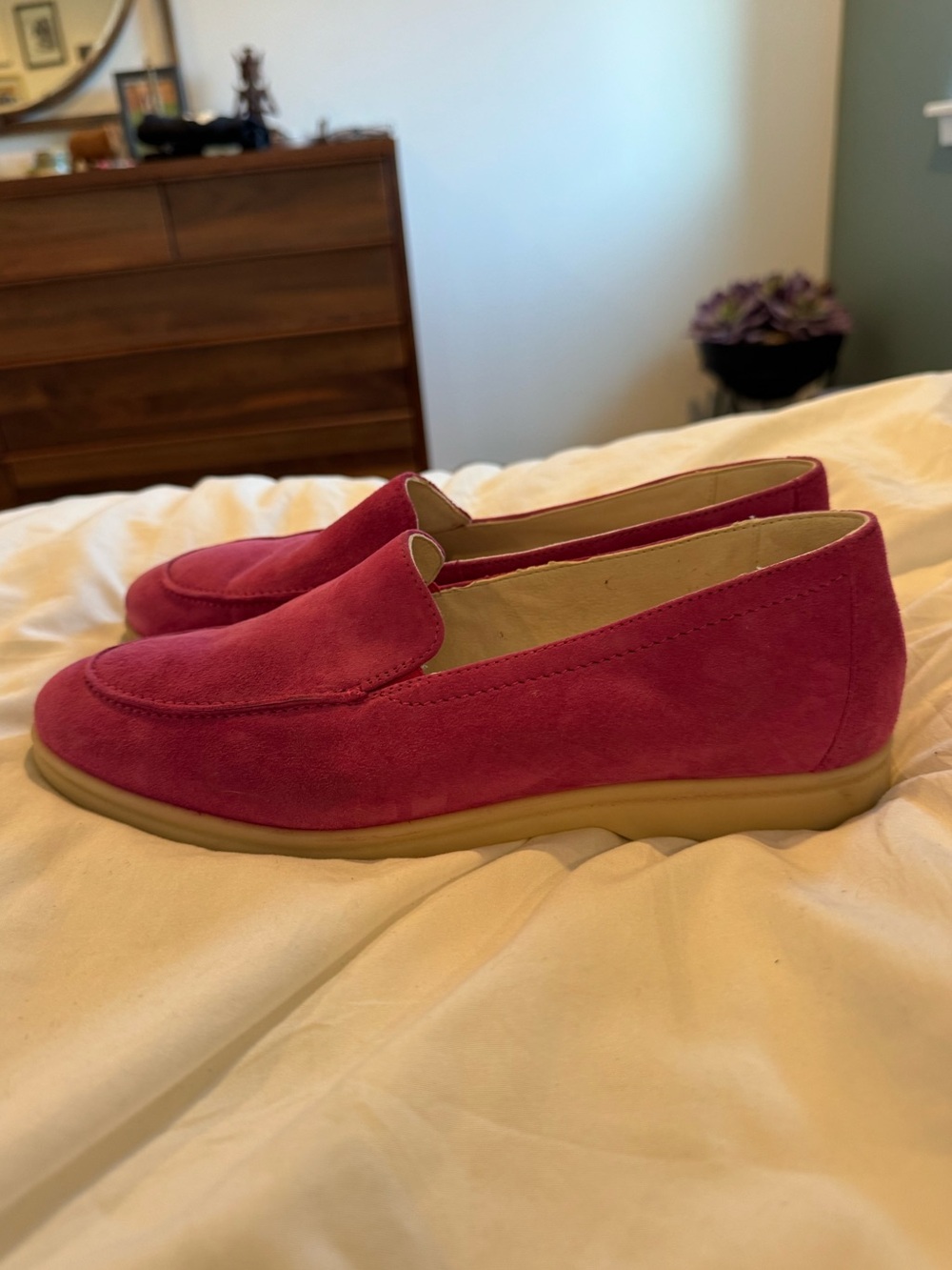 Paul Green Fuchsia Suede Slip-On Loafers
